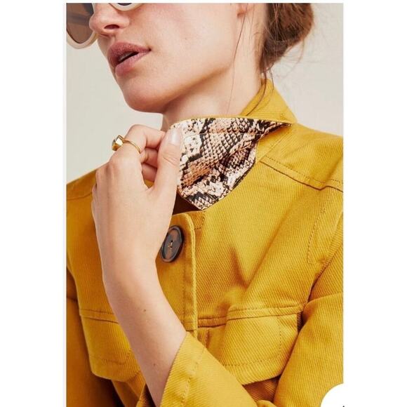 ANTHROPOLOGIE NORA flutter sleeve trucker jacket size Small - Picture 3 of 11